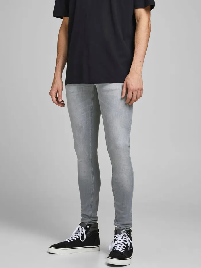Spray On Jeans JACK and JONES Mens TOM ORIGINAL AGI 112 SKINNY FIT JEANS Grey Grey Denim