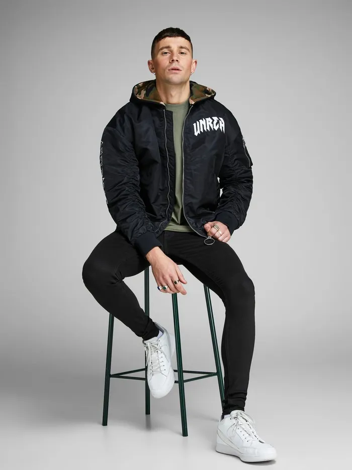 Spray On Jeans JACK and JONES Mens TOM ORIGINAL AM 816 SKINNY FIT JEANS Black Black Denim