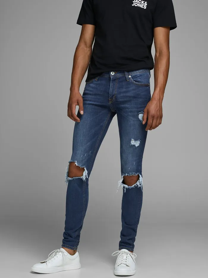 Spray On Jeans JACK and JONES Mens TOM ORIGINAL AM 849 SKINNY FIT JEANS Blue Blue Denim