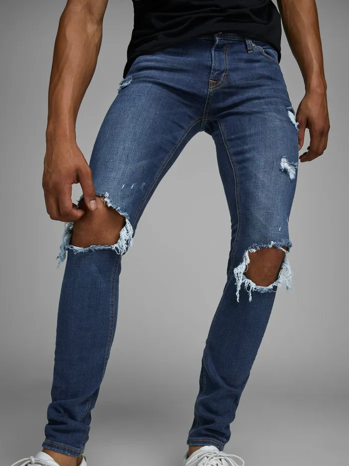 Spray On Jeans JACK and JONES Mens TOM ORIGINAL AM 849 SKINNY FIT JEANS Blue Blue Denim