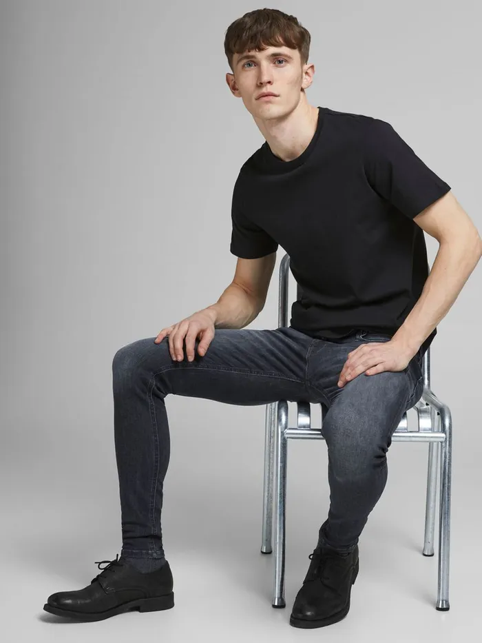 Spray On Jeans JACK and JONES Mens TOM ORIGINAL JOS 251 SPS SKINNY FIT JEANS Black Black Denim
