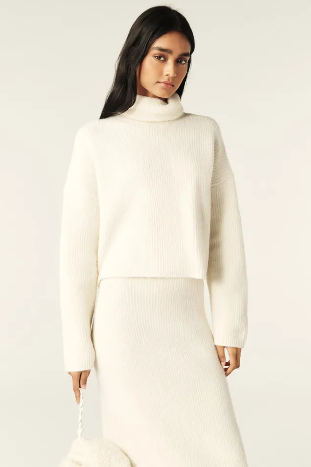 StandUp Collar Sweater Christo OffWhite Women Baandsh Sweaters and Cardigans