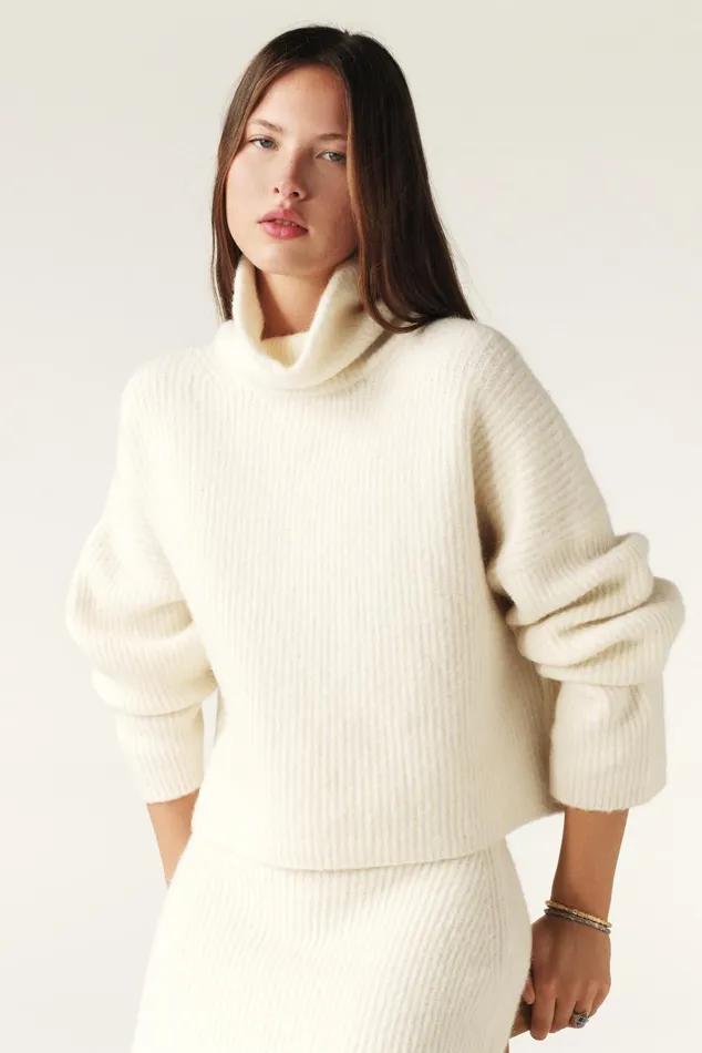StandUp Collar Sweater Christo OffWhite Women Baandsh Sweaters and Cardigans