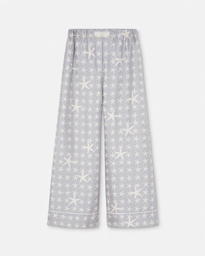 Stella Marina Silk Pants Gray Women Versace Pants and Shorts