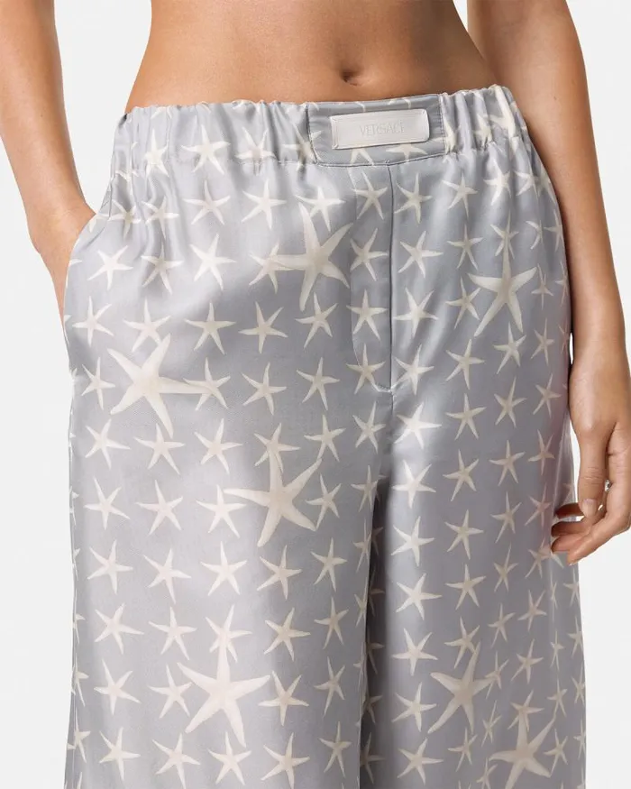 Stella Marina Silk Pants Gray Women Versace Pants and Shorts