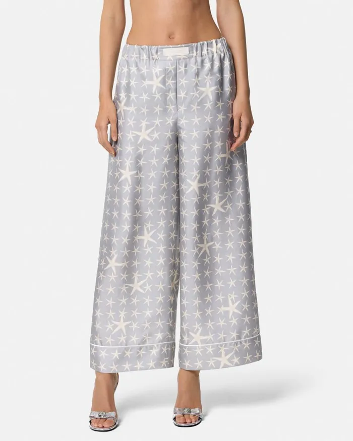 Stella Marina Silk Pants Gray Women Versace Pants and Shorts