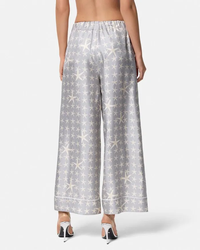 Stella Marina Silk Pants Gray Women Versace Pants and Shorts