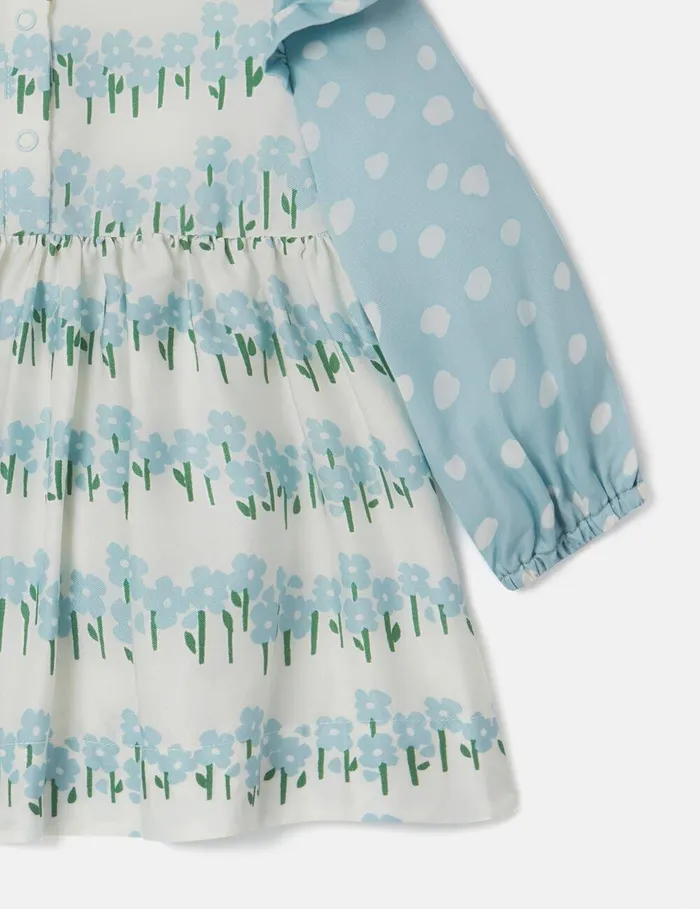 Stella McCartney Baby Girls Kids Floral Pattern Dress And Bloomers Set Cream And Blue Stella McCartney Baby Girls Kids Floral Pattern Dress And Bloomers Set Cream And Blue