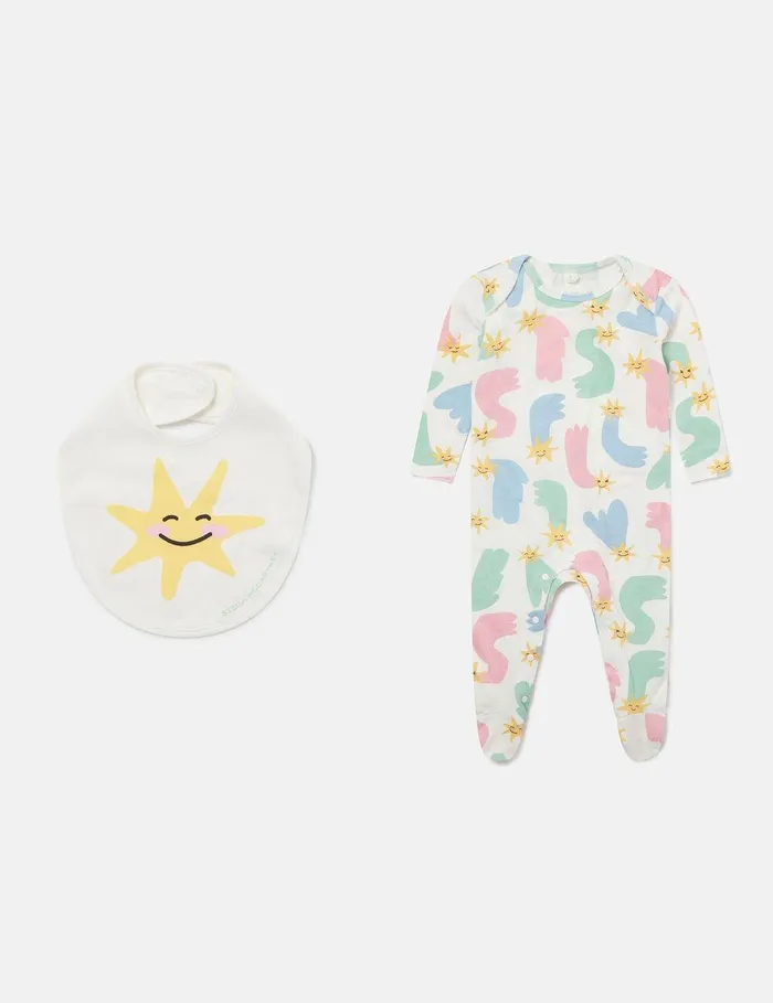 Stella McCartney Baby Girls Kids Shooting Star Sleepsuit And Bib Set Multicolour Stella McCartney Baby Girls Kids Shooting Star Sleepsuit And Bib Set Multicolour