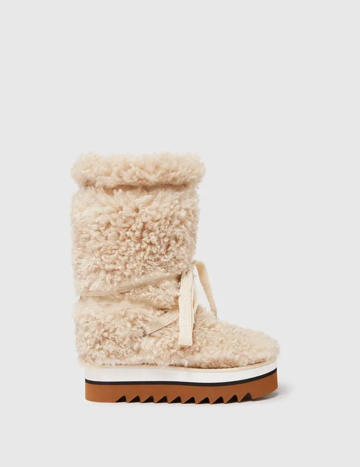 Stella McCartney Boots Women SneakElyse Plush Teddy Snow Boots Lavender
