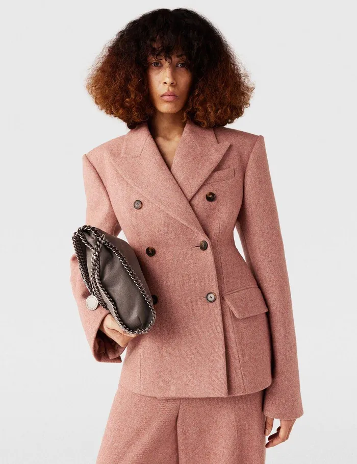 Stella McCartney Coats And Jackets Women DoubleBreasted Molded Blazer Dusty Pink Stella McCartney Coats And Jackets Women DoubleBreasted Molded Blazer Dusty Pink