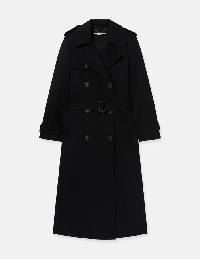 Stella McCartney Coats And Jackets Women Oversized Belted Trench Coat Black