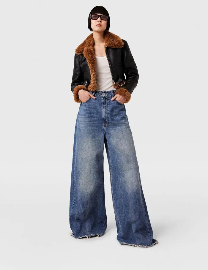 Stella McCartney Coats And Jackets Women Plush Teddy Cropped Biker Jacket Midnight Black Stella McCartney Coats And Jackets Women Plush Teddy Cropped Biker Jacket Midnight Black