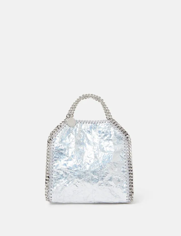 Stella McCartney Crossbody Bags Women Cracked Metallic Falabella Tiny Tote Bag Silver Stella McCartney Crossbody Bags Women Cracked Metallic Falabella Tiny Tote Bag Silver