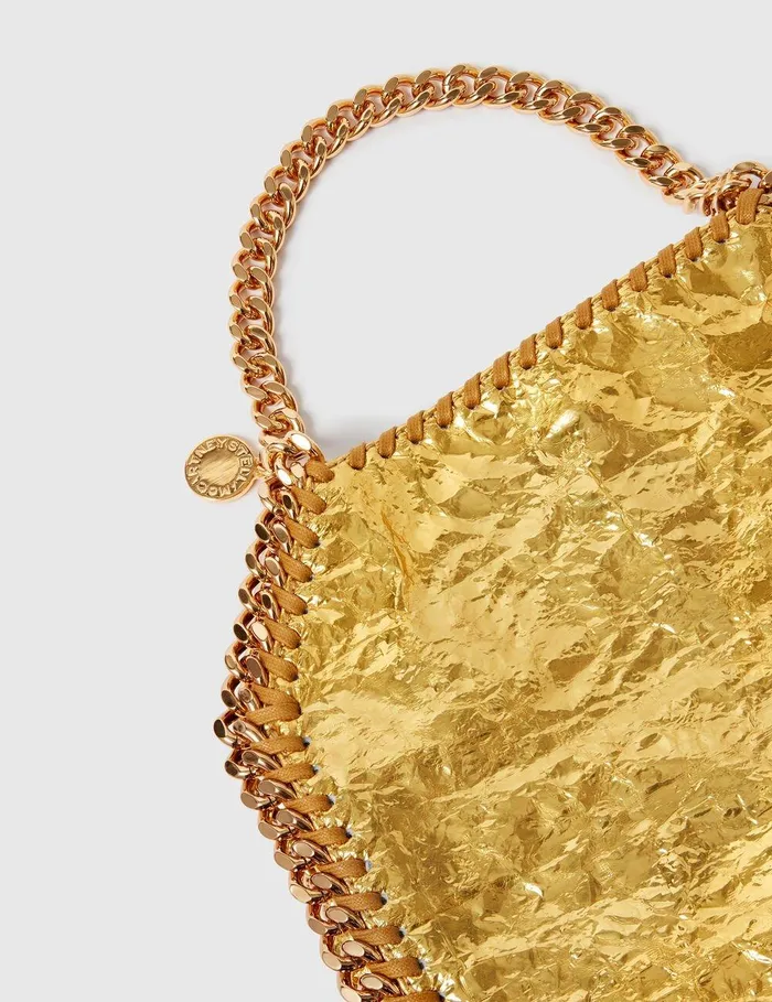 Stella McCartney Crossbody Bags Women Crinkled Metallic Falabella Mini Tote Bag Gold Stella McCartney Crossbody Bags Women Crinkled Metallic Falabella Mini Tote Bag Gold