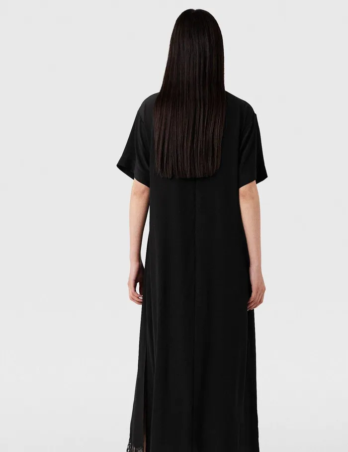 Stella McCartney Dresses Women Lace Insert Short Sleeve Maxi Dress Midnight Black Stella McCartney Dresses Women Lace Insert Short Sleeve Maxi Dress Midnight Black