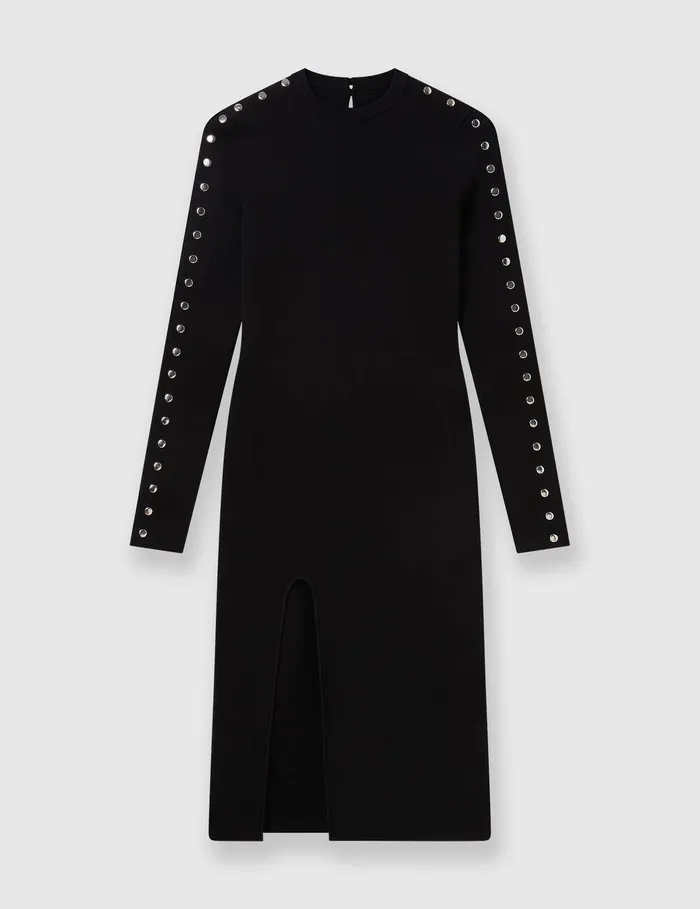 Stella McCartney Dresses Women LongSleeve Leg Slit Midi Dress Black