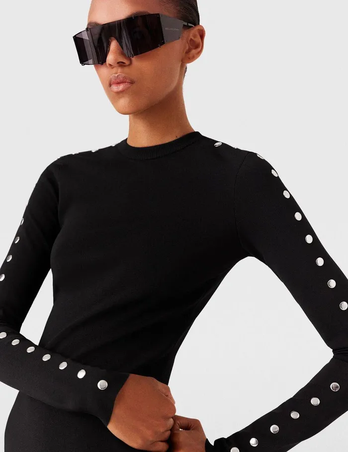 Stella McCartney Dresses Women LongSleeve Leg Slit Midi Dress Black Stella McCartney Dresses Women LongSleeve Leg Slit Midi Dress Black