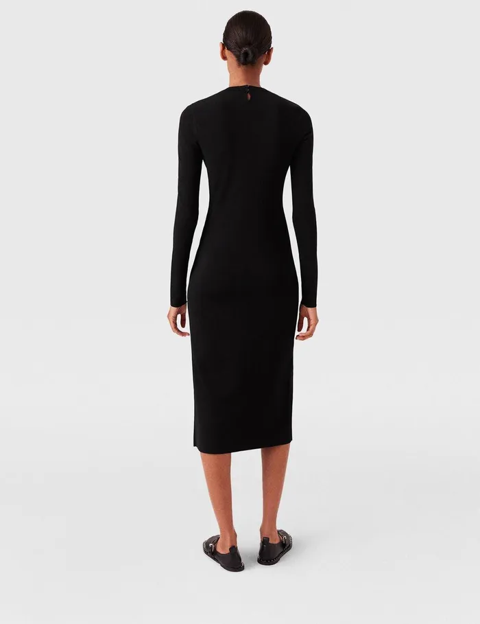 Stella McCartney Dresses Women LongSleeve Leg Slit Midi Dress Black Stella McCartney Dresses Women LongSleeve Leg Slit Midi Dress Black