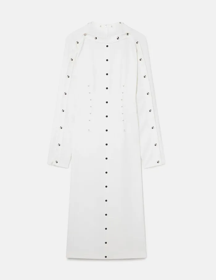 Stella McCartney Dresses Women LongSleeve Studded Midi Dress Pure White