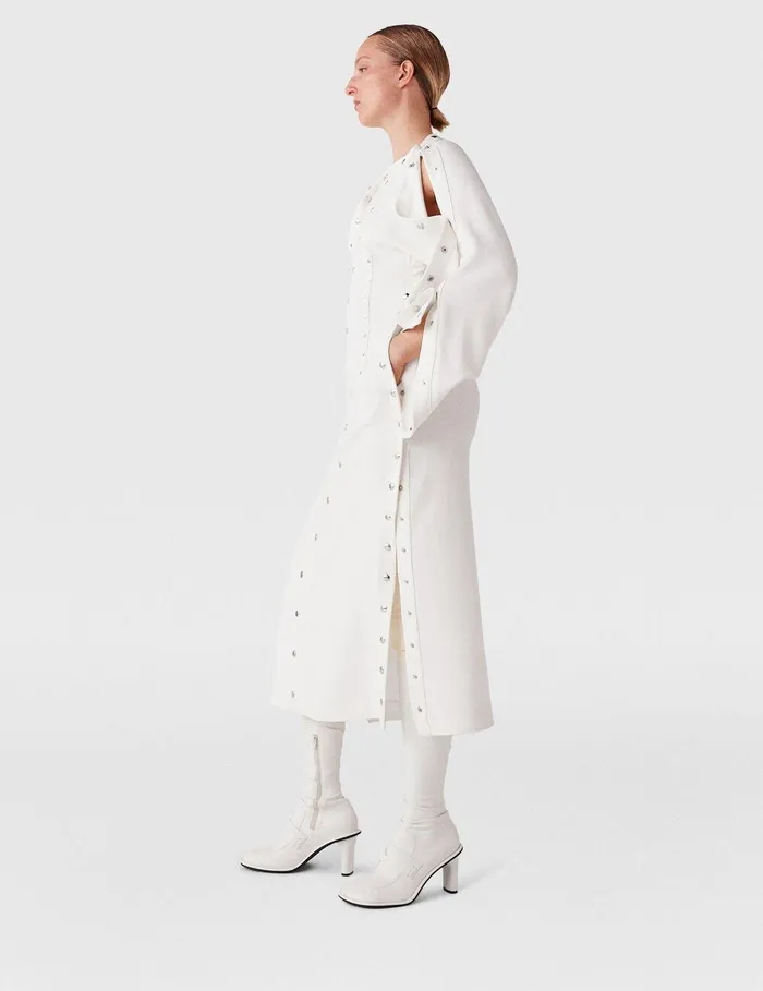 Stella McCartney Dresses Women LongSleeve Studded Midi Dress Pure White Stella McCartney Dresses Women LongSleeve Studded Midi Dress Pure White