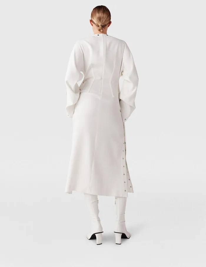 Stella McCartney Dresses Women LongSleeve Studded Midi Dress Pure White Stella McCartney Dresses Women LongSleeve Studded Midi Dress Pure White