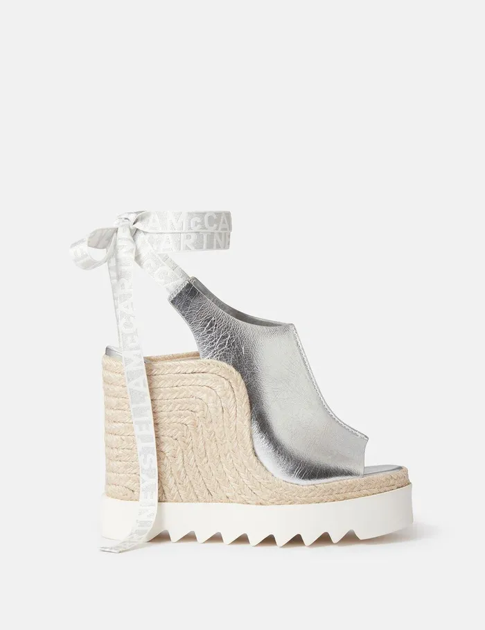 Stella McCartney Espadrilles Women Gaia Metallic Heeled Espadrilles Silver