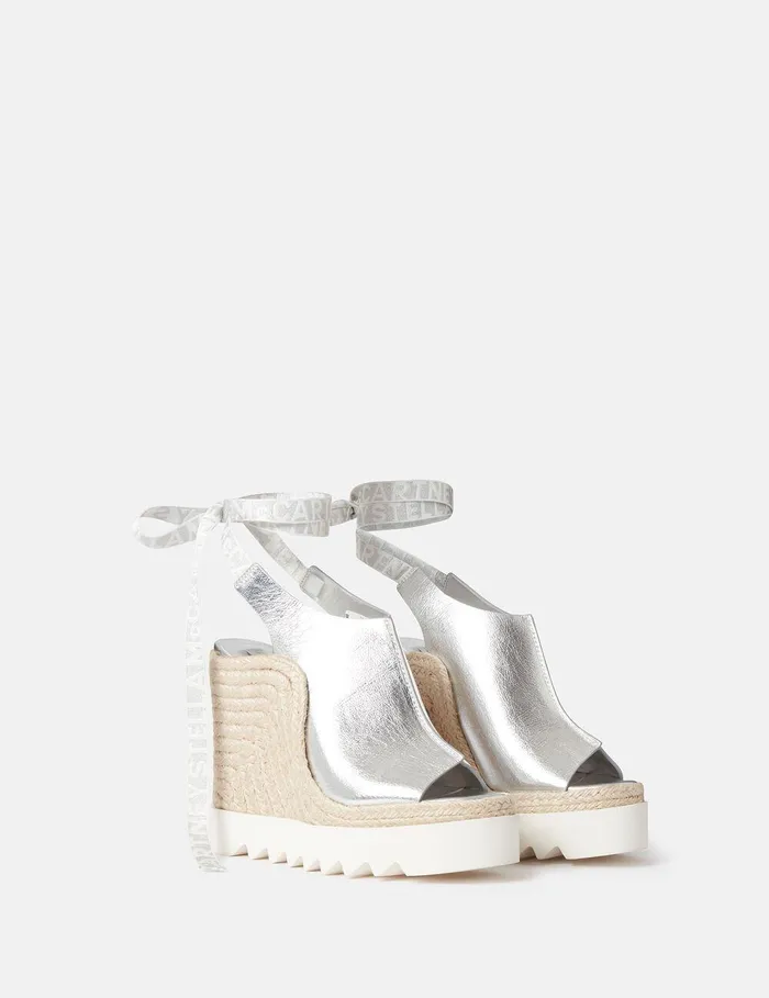 Stella McCartney Espadrilles Women Gaia Metallic Heeled Espadrilles Silver Stella McCartney Espadrilles Women Gaia Metallic Heeled Espadrilles Silver