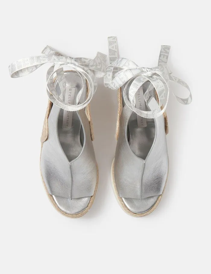 Stella McCartney Espadrilles Women Gaia Metallic Heeled Espadrilles Silver Stella McCartney Espadrilles Women Gaia Metallic Heeled Espadrilles Silver