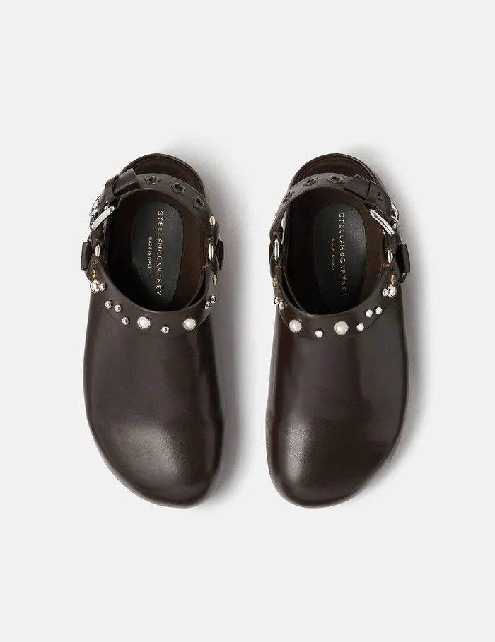 Stella McCartney Flats Women Elyse Studded Clogs Brown Stella McCartney Flats Women Elyse Studded Clogs Brown