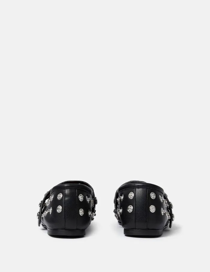 Stella McCartney Flats Women Ryder PopperStudded Ballet Flats Pitch Black