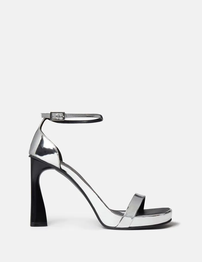 Stella McCartney Heels Women Elsa Mirrored Heeled Sandals Silver