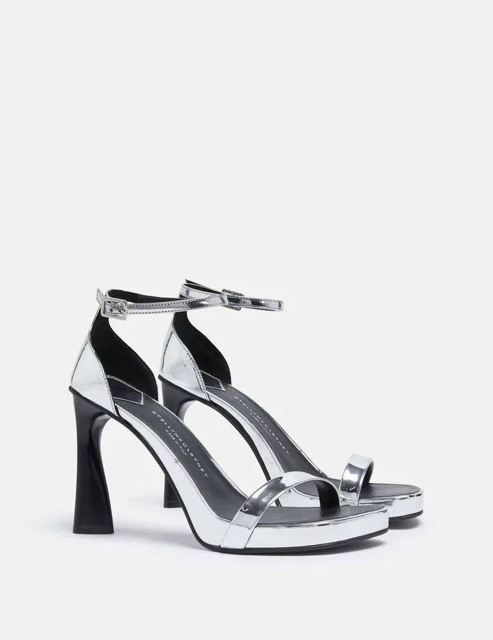 Stella McCartney Heels Women Elsa Mirrored Heeled Sandals Silver