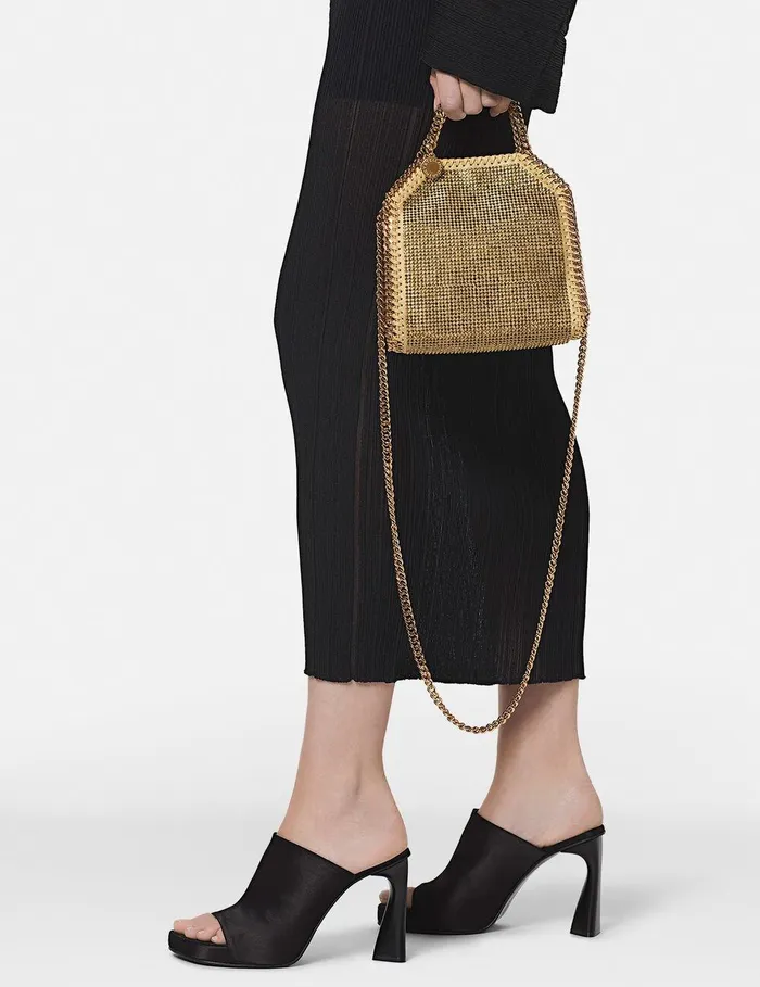Stella McCartney Iconic Falabella Women Falabella Crystal Mesh Mini Tote Bag Gold Stella McCartney Iconic Falabella Women Falabella Crystal Mesh Mini Tote Bag Gold