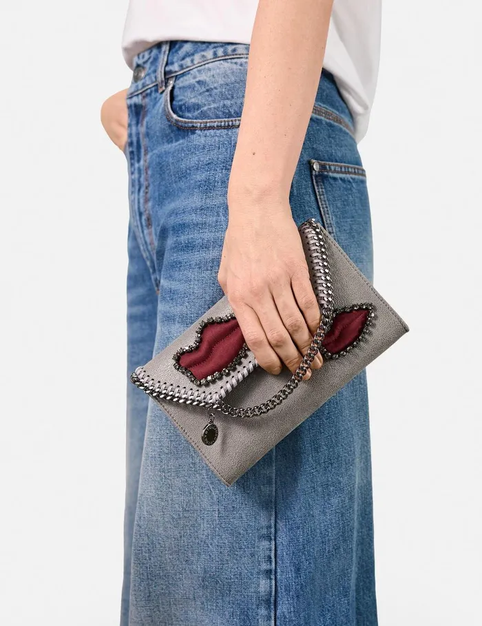 Stella McCartney Iconic Falabella Women Falabella Lips Wallet Crossbody Bag Grey