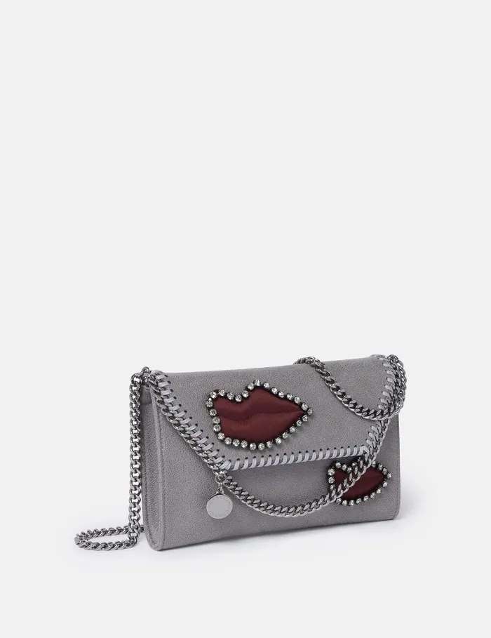 Stella McCartney Iconic Falabella Women Falabella Lips Wallet Crossbody Bag Grey