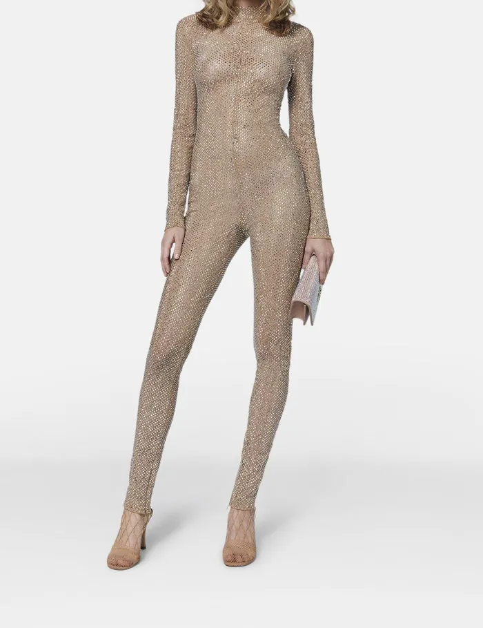 Stella McCartney Jumpsuits Women Diamant Lace Bodysuit Nude
