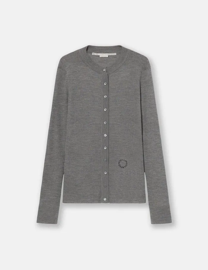 Stella McCartney Knitwear Women Crewneck LongSleeve Cardigan Smoke Grey