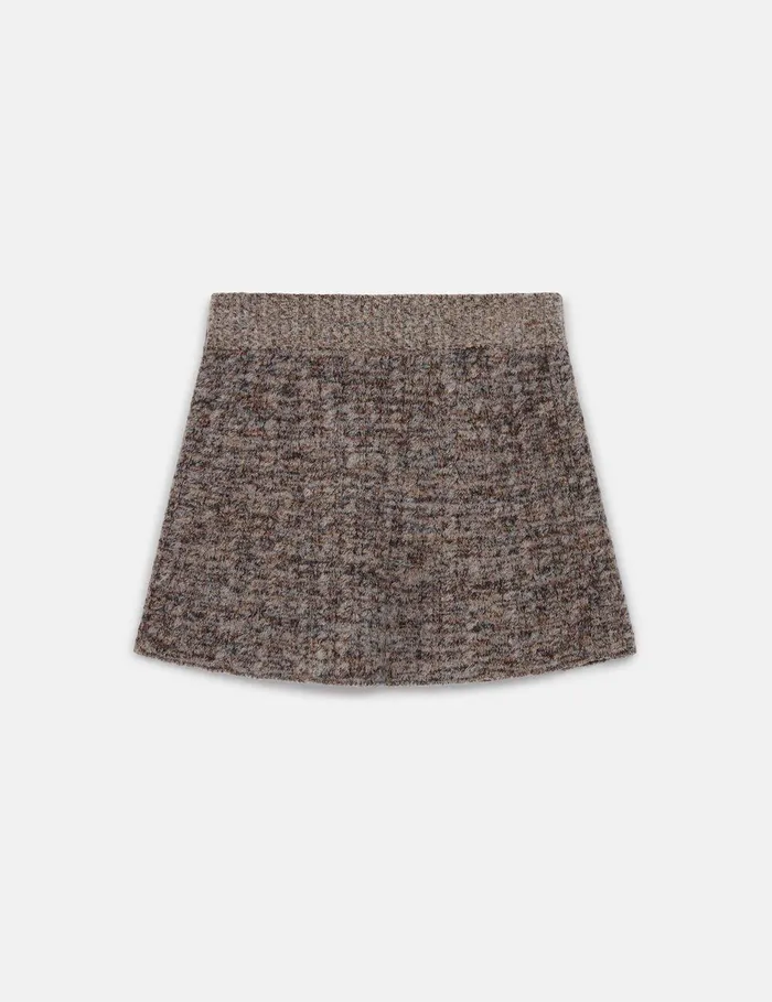 Stella McCartney Knitwear Women Ribbed Chunky Knit Mini Skirt Mottled Grey
