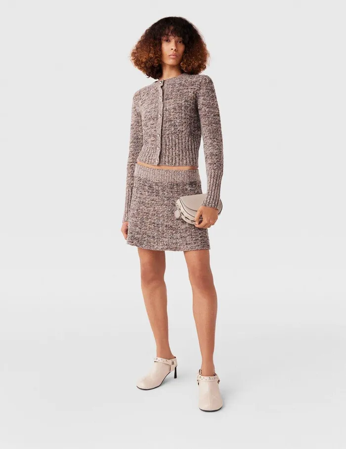 Stella McCartney Knitwear Women Ribbed Chunky Knit Mini Skirt Mottled Grey Stella McCartney Knitwear Women Ribbed Chunky Knit Mini Skirt Mottled Grey
