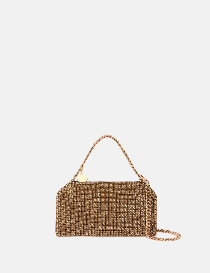Stella McCartney Mini Bags And Clutches Women Falabella Crystal Mesh Shoulder Bag Metallic Brown Stella McCartney Mini Bags And Clutches Women Falabella Crystal Mesh Shoulder Bag Metallic Brown