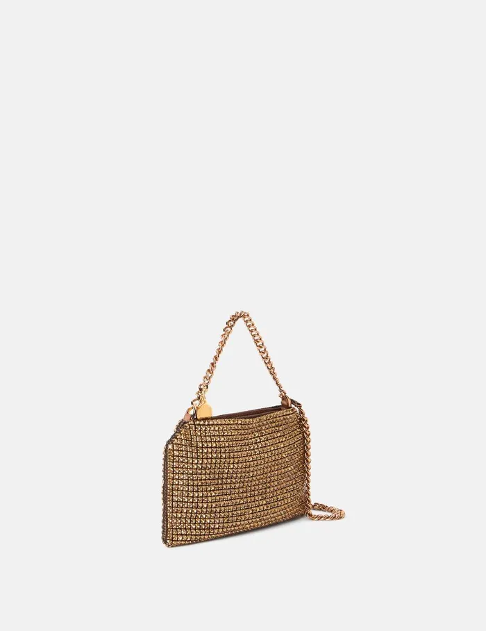 Stella McCartney Mini Bags And Clutches Women Falabella Crystal Mesh Shoulder Bag Metallic Brown