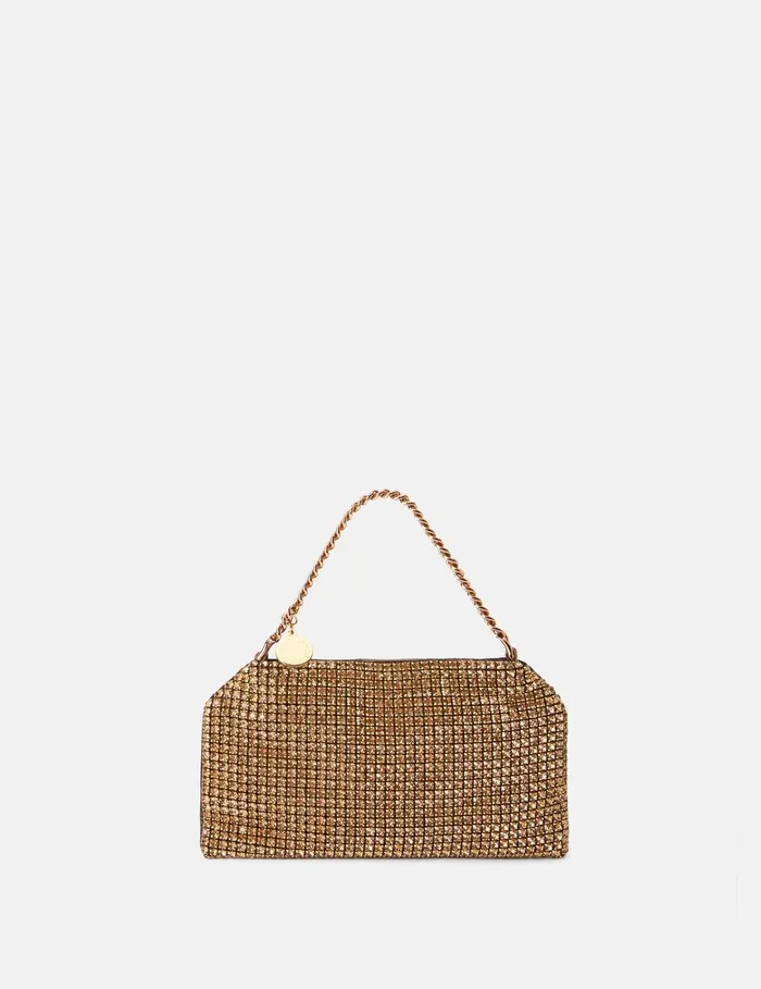 Stella McCartney Mini Bags And Clutches Women Falabella Crystal Mesh Shoulder Bag Metallic Brown