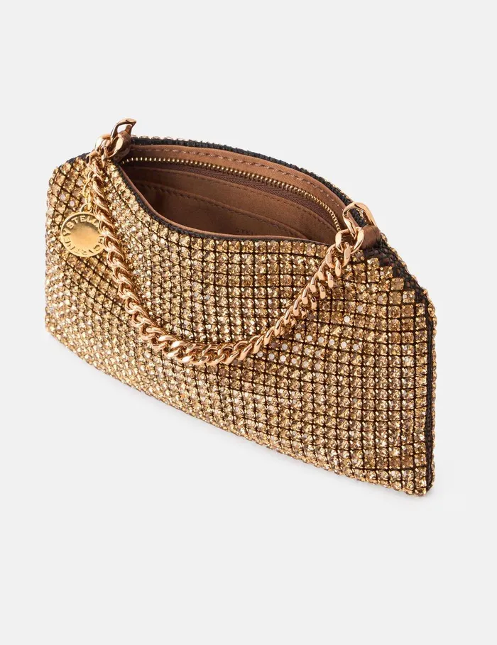 Stella McCartney Mini Bags And Clutches Women Falabella Crystal Mesh Shoulder Bag Metallic Brown