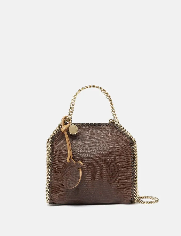 Stella McCartney Mini Bags And Clutches Women Falabella ScaleEmbossed Tiny Tote Bag Chocolate Brown