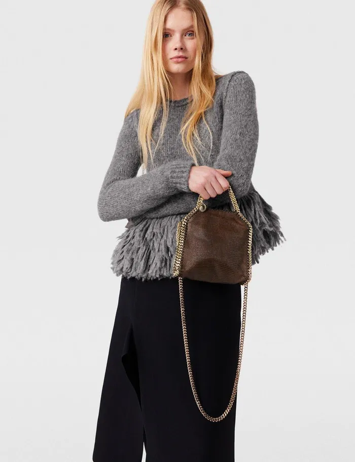 Stella McCartney Mini Bags And Clutches Women Falabella ScaleEmbossed Tiny Tote Bag Chocolate Brown Stella McCartney Mini Bags And Clutches Women Falabella ScaleEmbossed Tiny Tote Bag Chocolate Brown