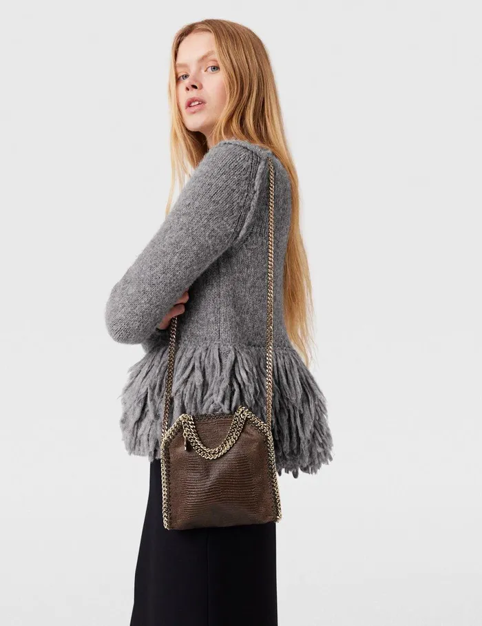 Stella McCartney Mini Bags And Clutches Women Falabella ScaleEmbossed Tiny Tote Bag Chocolate Brown Stella McCartney Mini Bags And Clutches Women Falabella ScaleEmbossed Tiny Tote Bag Chocolate Brown