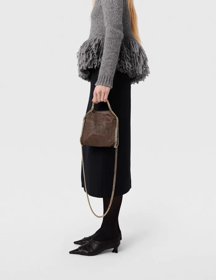 Stella McCartney Mini Bags And Clutches Women Falabella ScaleEmbossed Tiny Tote Bag Chocolate Brown Stella McCartney Mini Bags And Clutches Women Falabella ScaleEmbossed Tiny Tote Bag Chocolate Brown