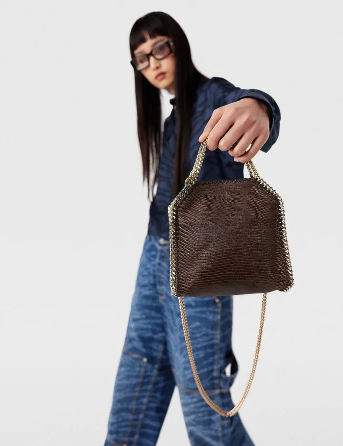 Stella McCartney Mini Bags And Clutches Women Falabella ScaleEmbossed Tiny Tote Bag Chocolate Brown Stella McCartney Mini Bags And Clutches Women Falabella ScaleEmbossed Tiny Tote Bag Chocolate Brown