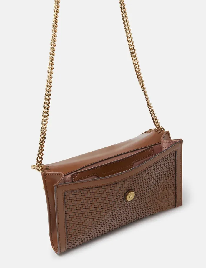Stella McCartney Mini Bags And Clutches Women Falabella Woven Wallet Crossbody Bag Tan Brown Stella McCartney Mini Bags And Clutches Women Falabella Woven Wallet Crossbody Bag Tan Brown